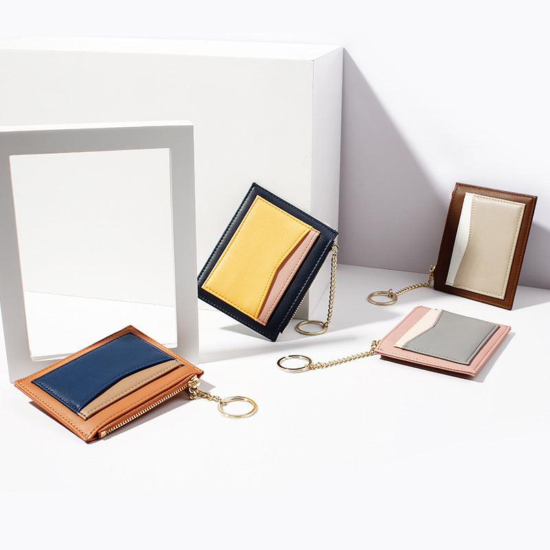 Stitch PU Mini Wallet – Zipper Coin & Card Holder