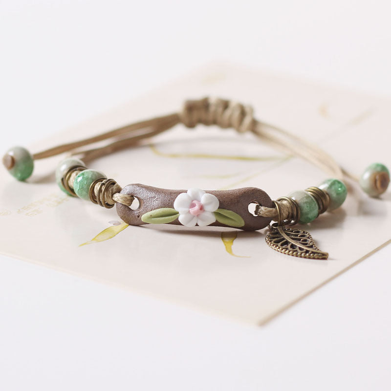 Ceramic Bead Bracelet with Crackle Glaze