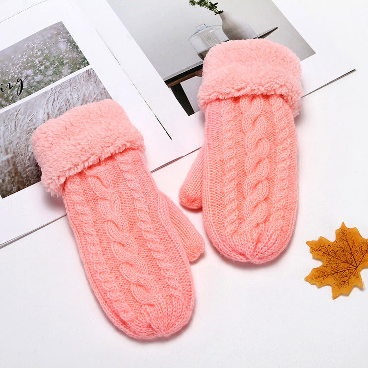 Women’s Winter Knitted Plus Velvet Padded Mittens