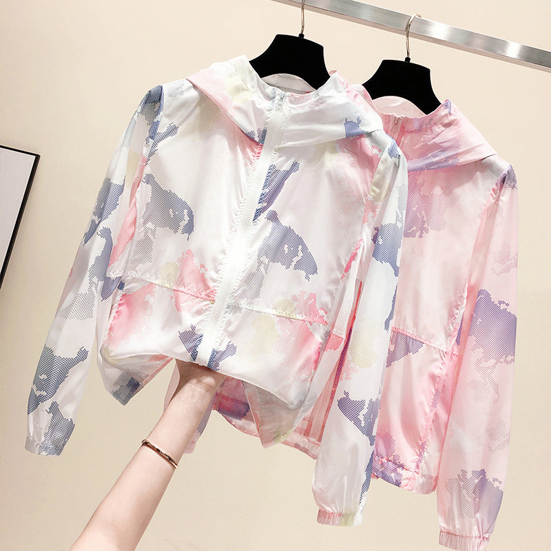 Printed Hooded Outdoor Sun Coat Women