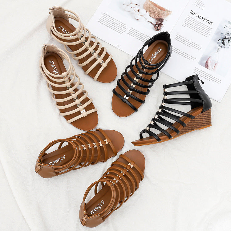 Vintage Hollow Roman Wedge Sandals –Summer Classic