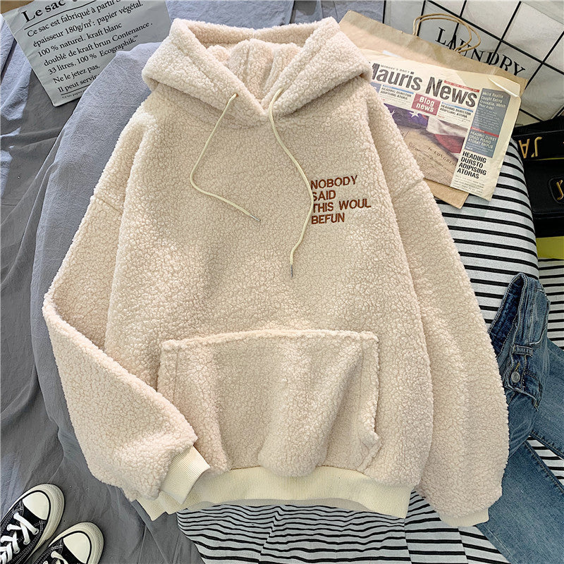 Velvet Furry Hooded Sweatshirt