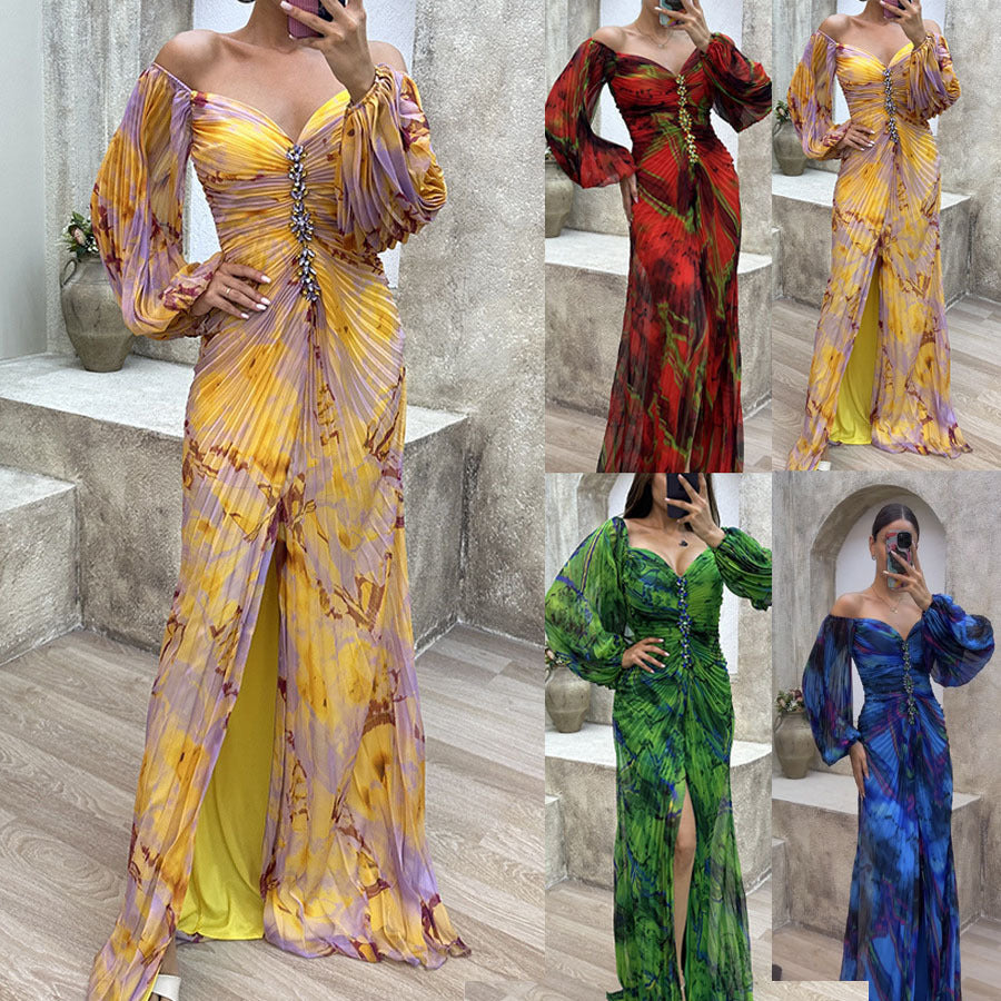 2026 Autumn Pleated Long Sleeve Party Dress - INS Casual Style