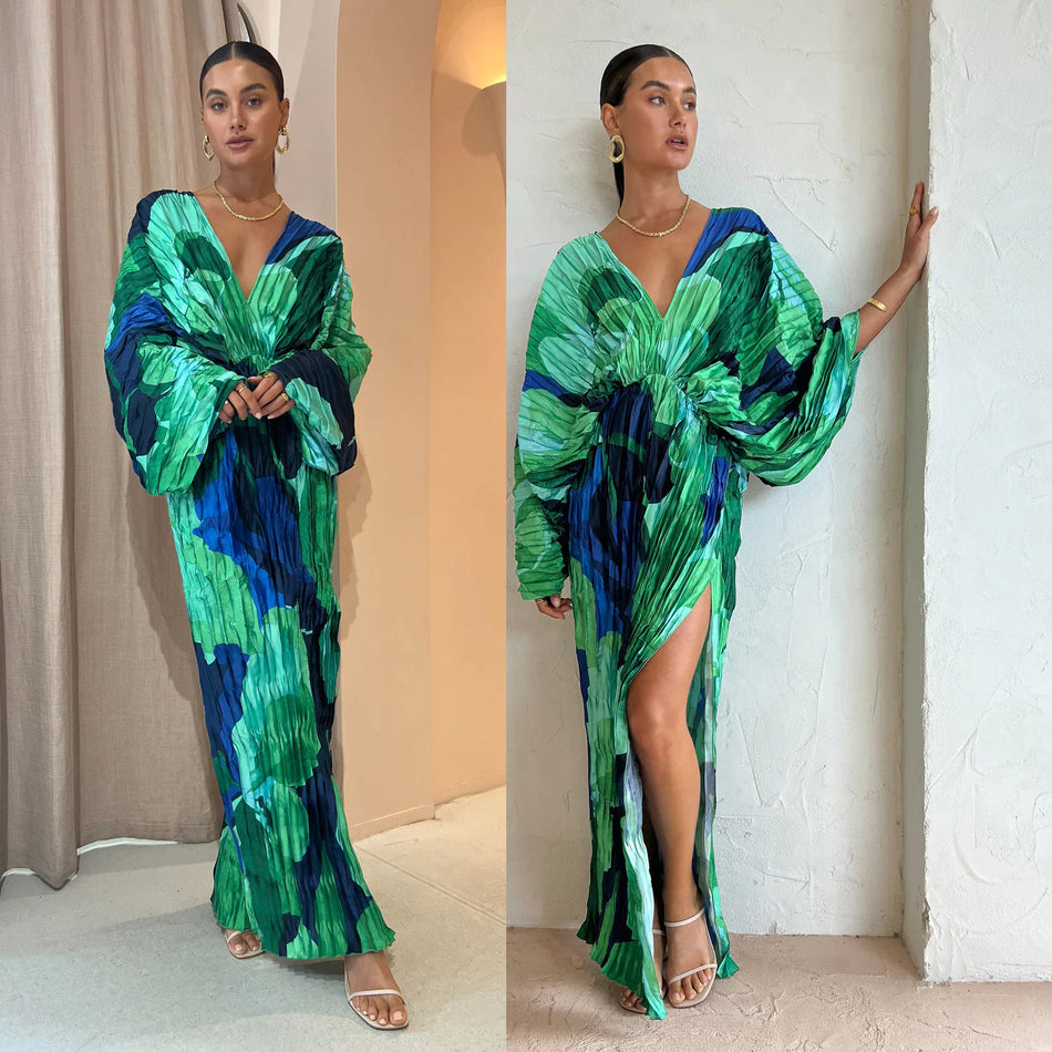 2026 Pleated Vacation Maxi Dress - Amazon INS Style Loose Casual Wear