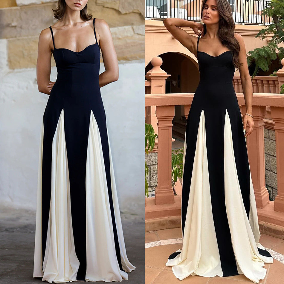 2026 Contrast Color Sling Dress - INS Style Leisure & Holiday Wear