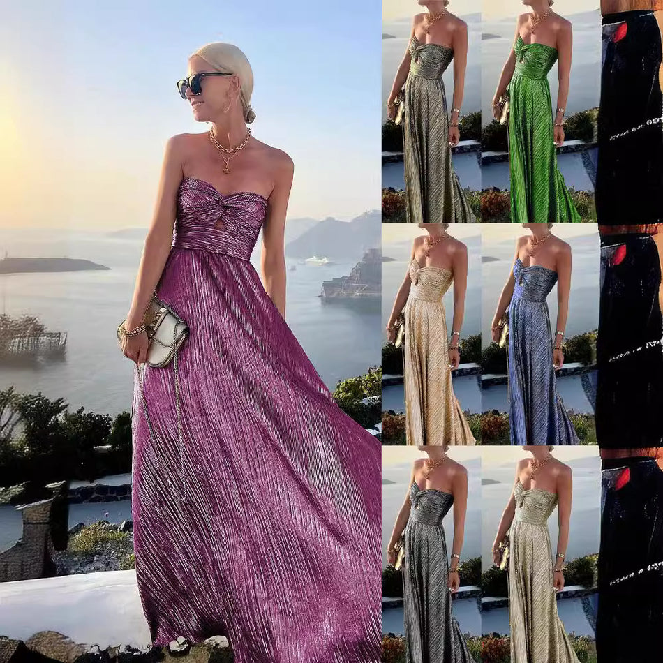 2026 Bronzing Wrap Chest Party Dress - INS Large Swing Casual Glamour