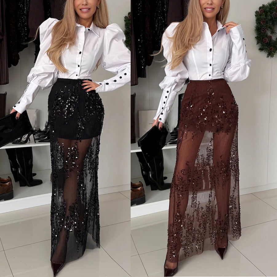 2026 Sequined Elastic Waist Party Skirt - INS Loose Summer Spot Skirt