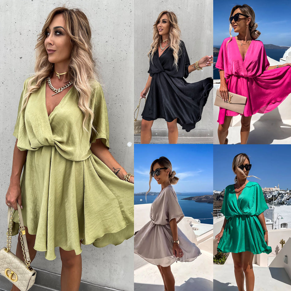 2026 Satin Loose Holiday Dress - Amazon INS Style Casual Vacation Wear