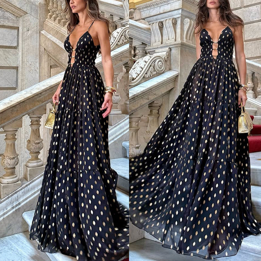 2026 Sling Chiffon Printed Dress - INS Leisure Loose Vacation Style
