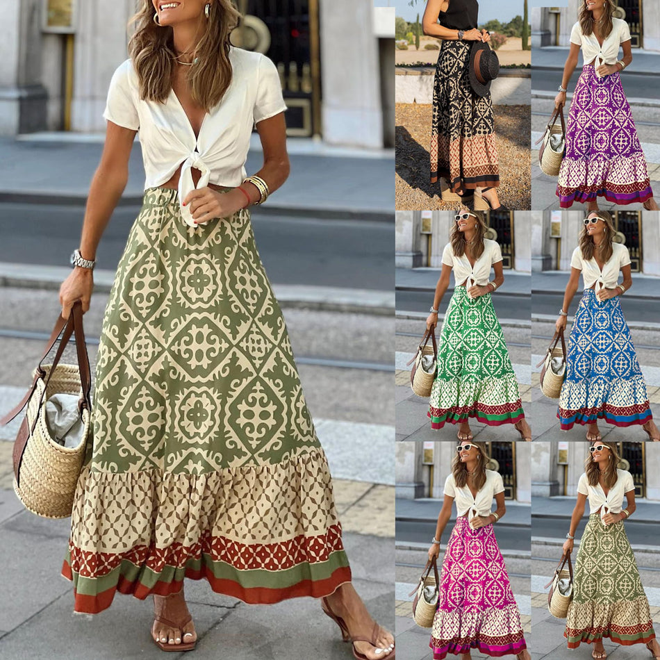 2026 Positioning Print Vacation Skirt - Instagram Casual Loose Fashion Skirt