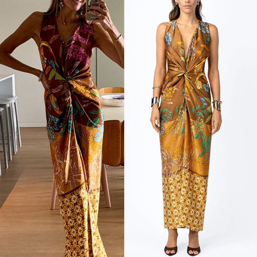 2026 Printed Sleeveless Dress - INS Casual Loose Holiday Fashion