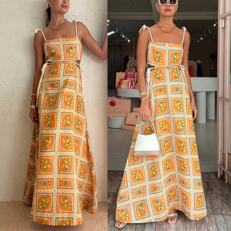 Boho Drawstring Lace-up Vacation Dress - Trendy Nepal Style