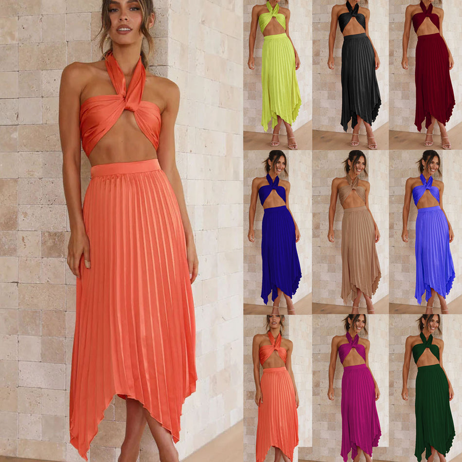 Changeable Pleated Skirt Set - Sexy 2026 Two-Piece Vacation Wear