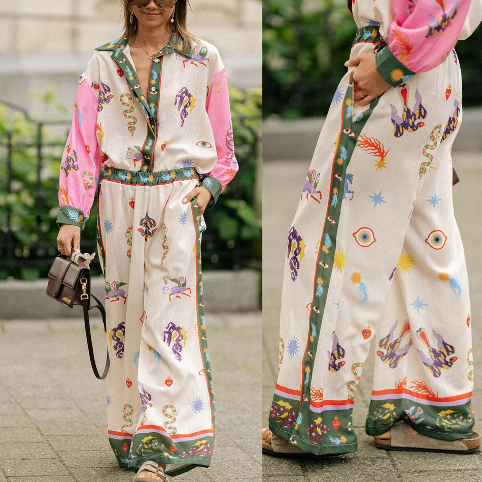 Abstract Printed Two-Piece Set - 2026 "INS" Casual Lounge Suit Nepal