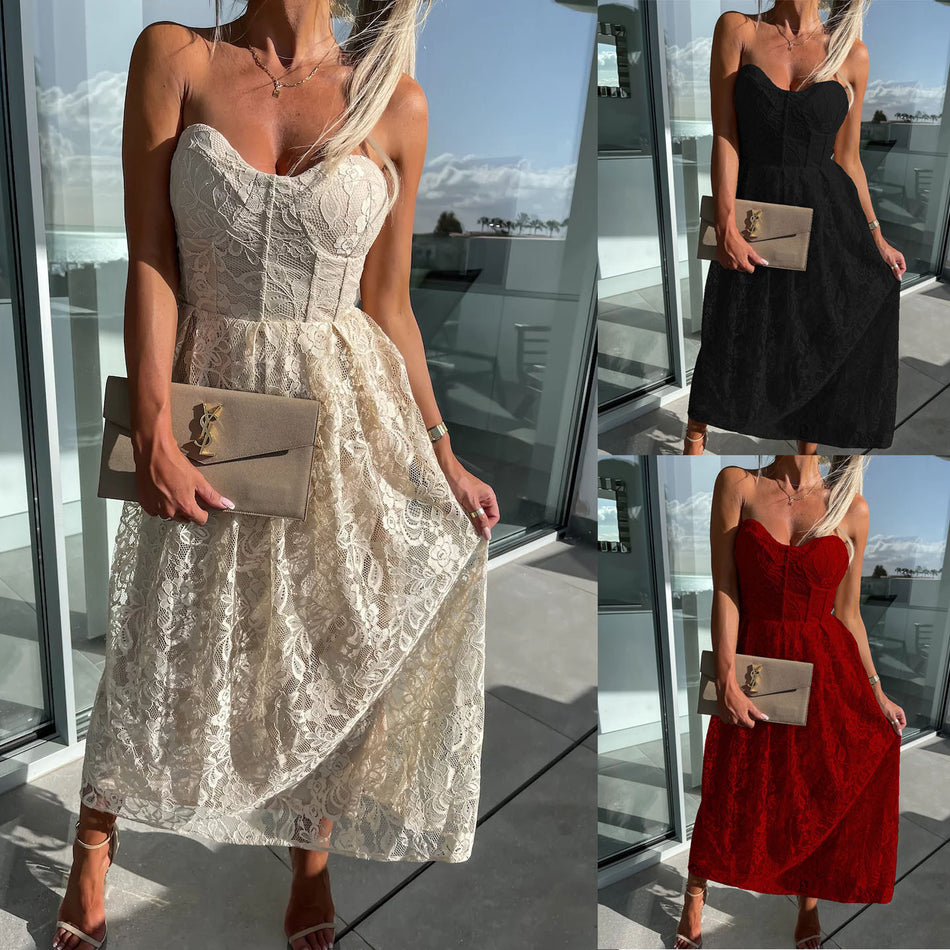 Wrap Chest Lace Dress - 2026 "INS" Romantic Holiday Luxe