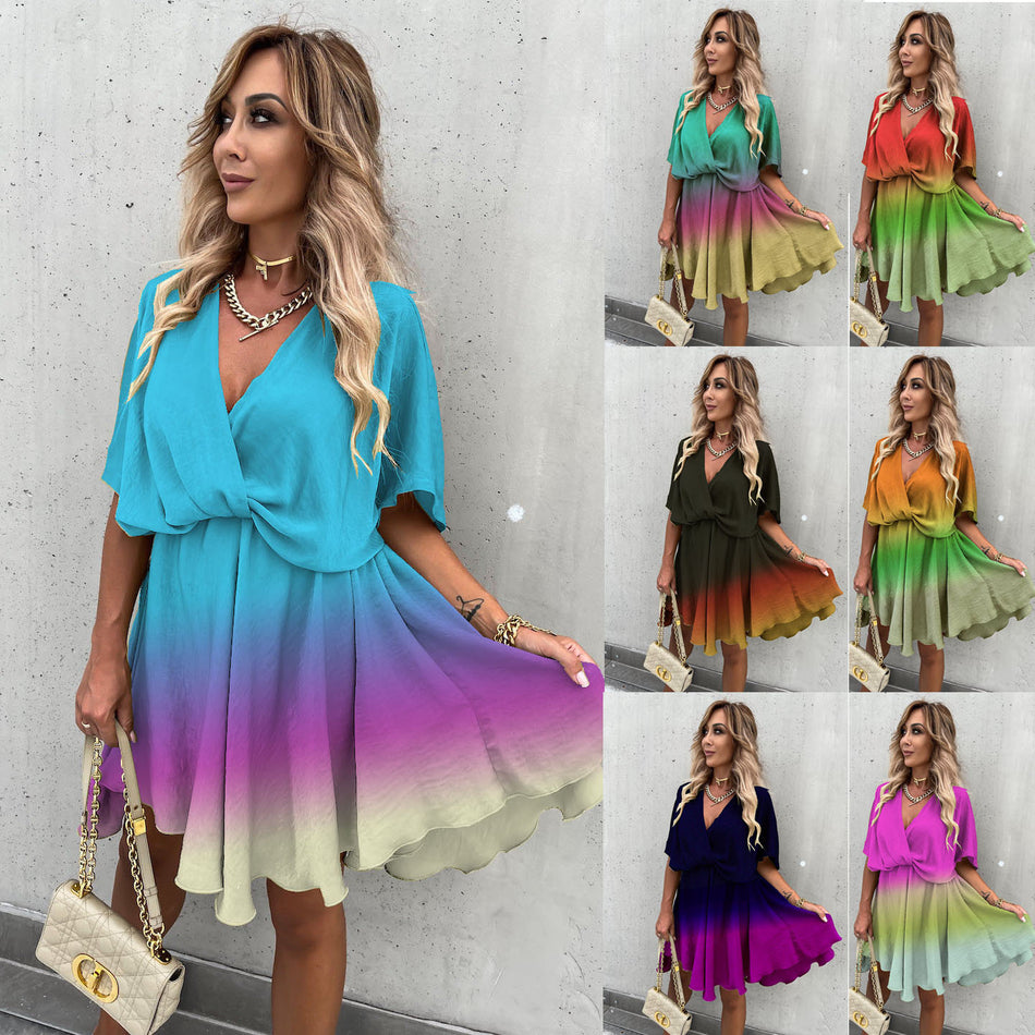 Gradient Multi-Color Dress - 2026 "INS" Liquid Aura Holiday Luxe
