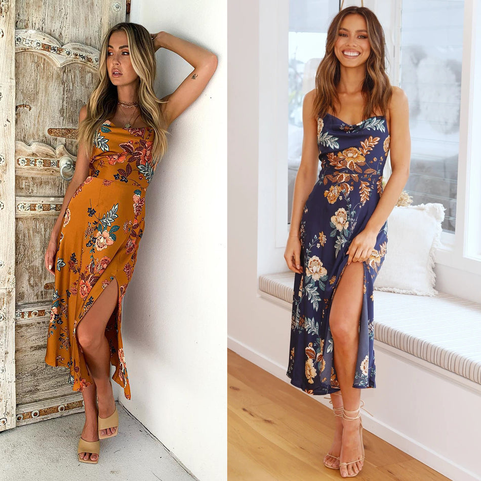 Floral Sling Slip Dress – Sexy Backless Home & Outdoor Wear