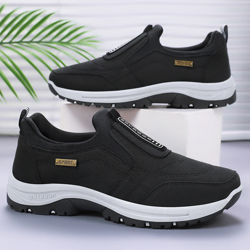 2026 Spring Men's Casual Hiking Sneakers – Solid Color Korean-Style Walking Shoes