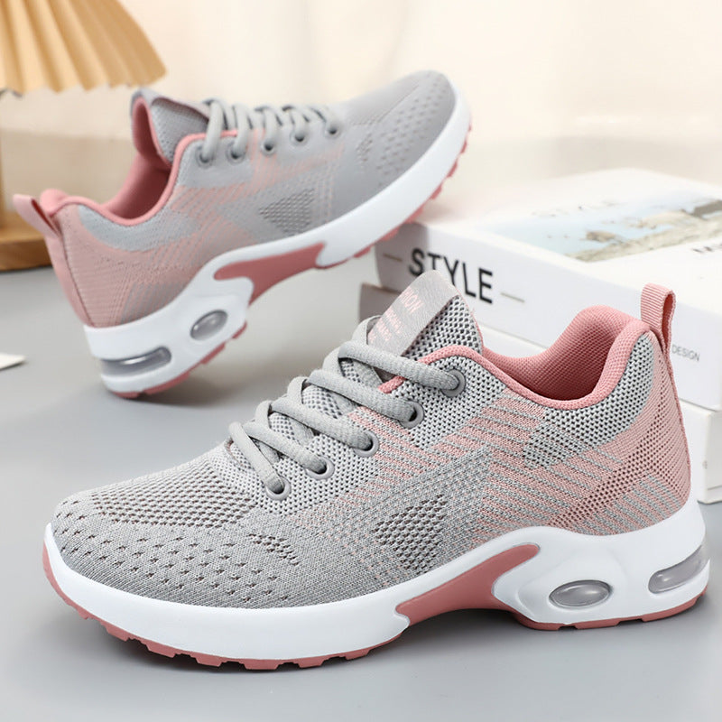 2026 Spring New Air Cushion Sneakers – Breathable Lace-Up Large Size Running Shoes
