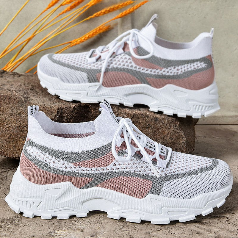 2026 Spring Women's "Aero-Luxe" Fly-Knit Sneakers – Lightweight Dad Shoes & Soft-Sole Comfort