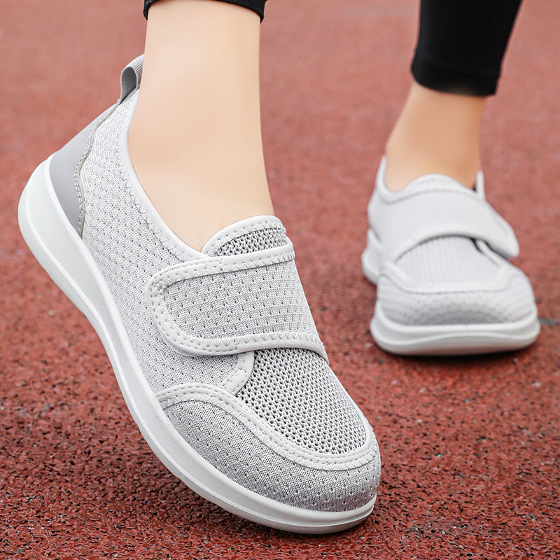 Widened Velcro Fly-Knit Rehabilitation Walking Shoes for Seniors