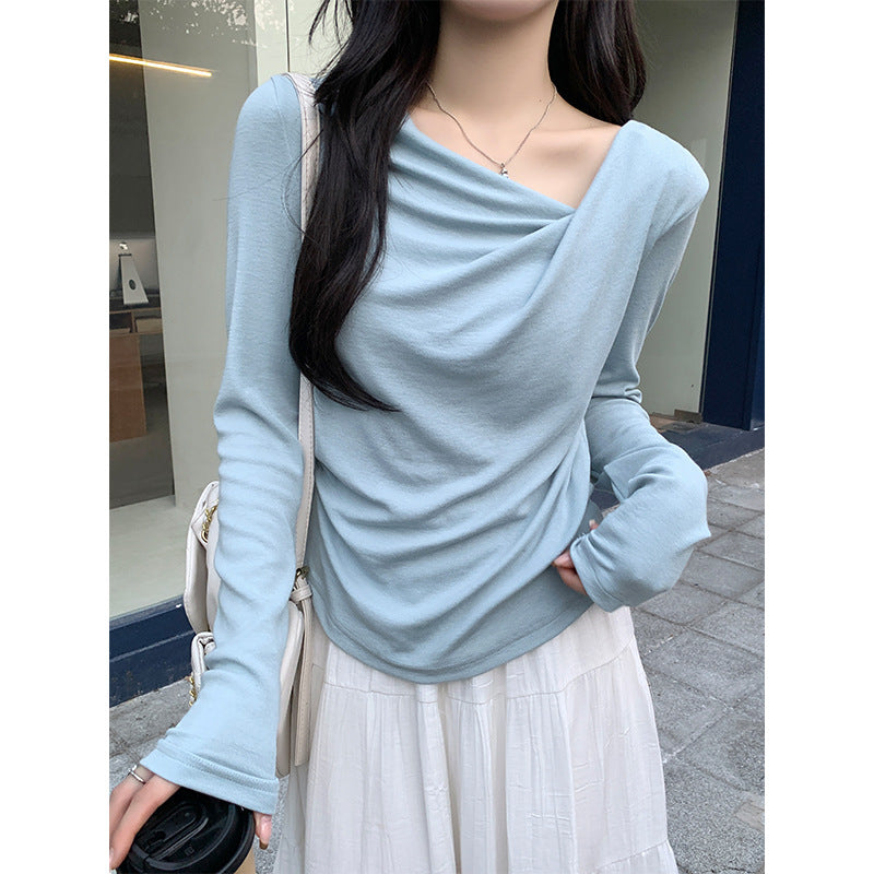 Women's One-Character Oblique Shoulder Autumn Sweater (2026)