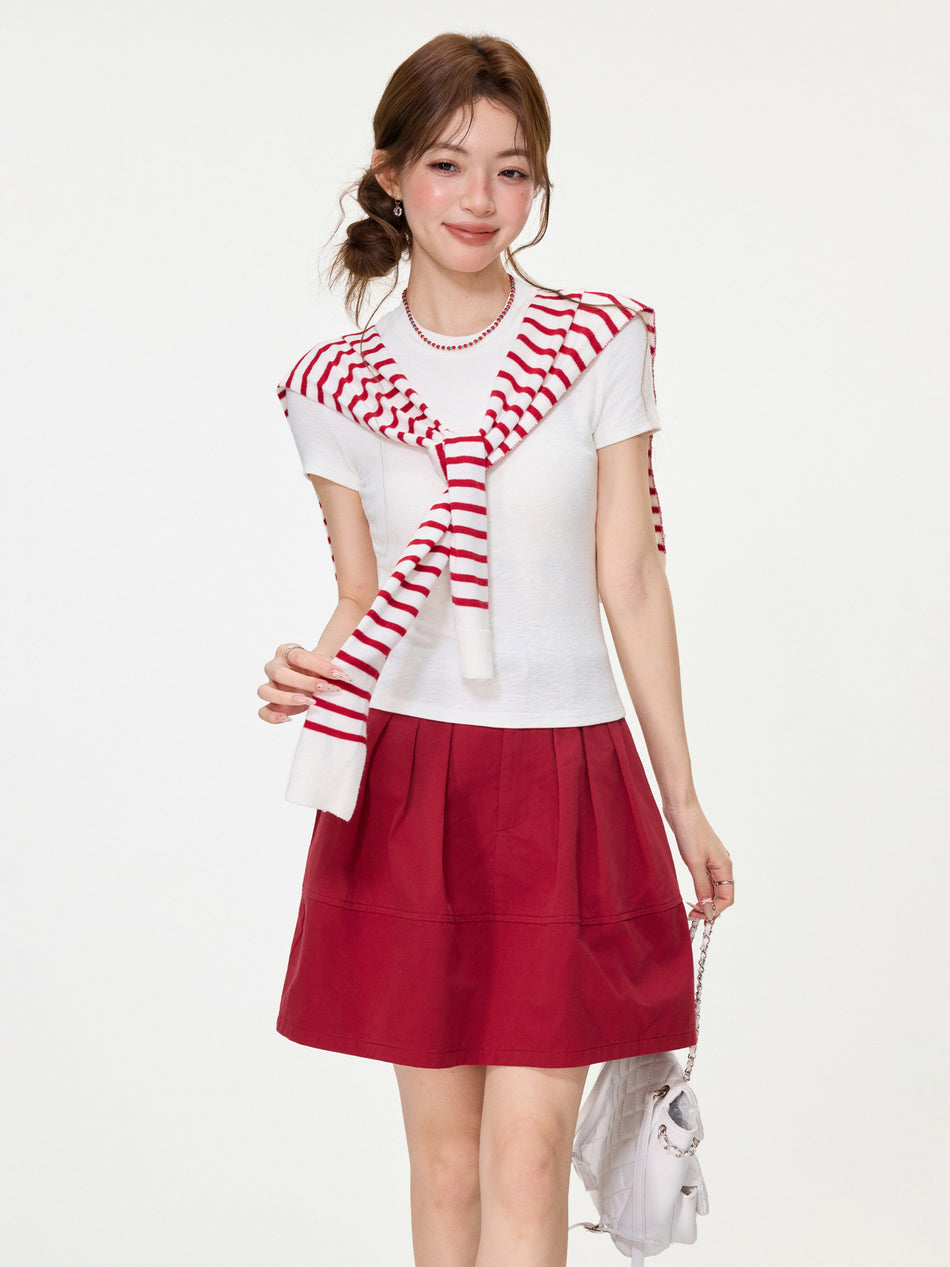 White Round Neck Slim Fit Women T-Shirt