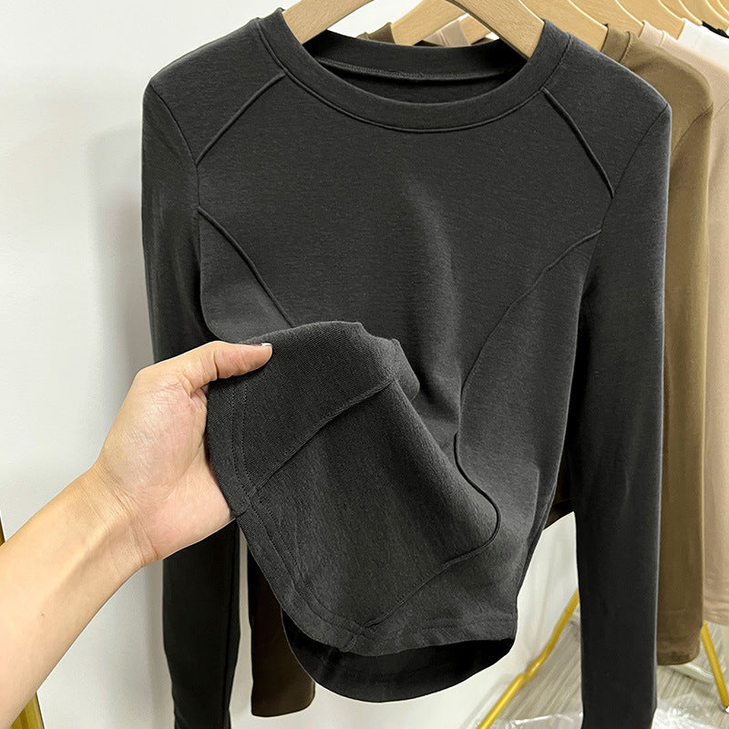 Brushed Velvet Slim Fit Long Sleeve Top Women