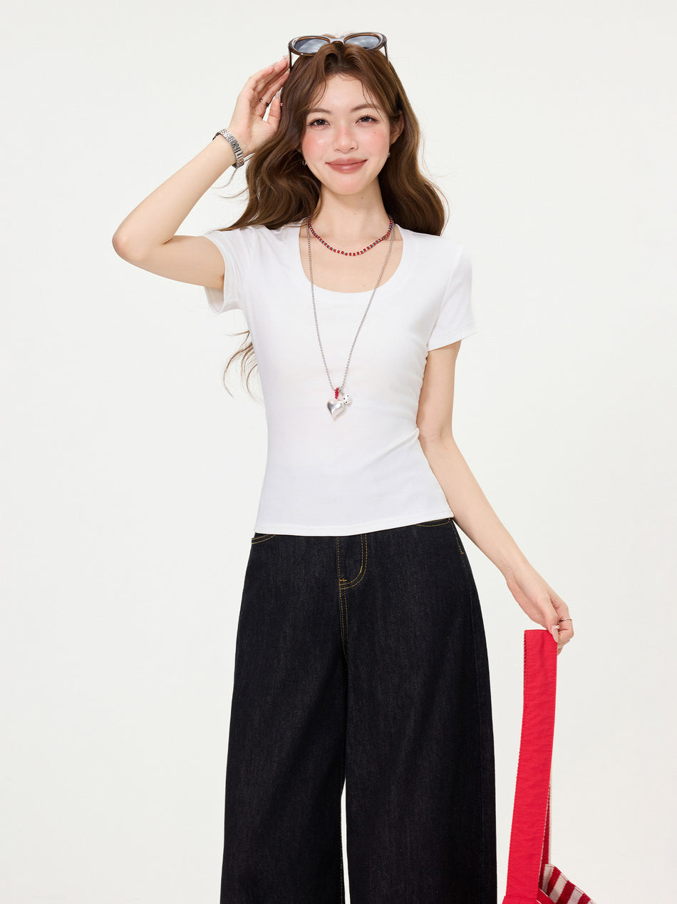 Backless Round Neck Letter Print Women Summer Top