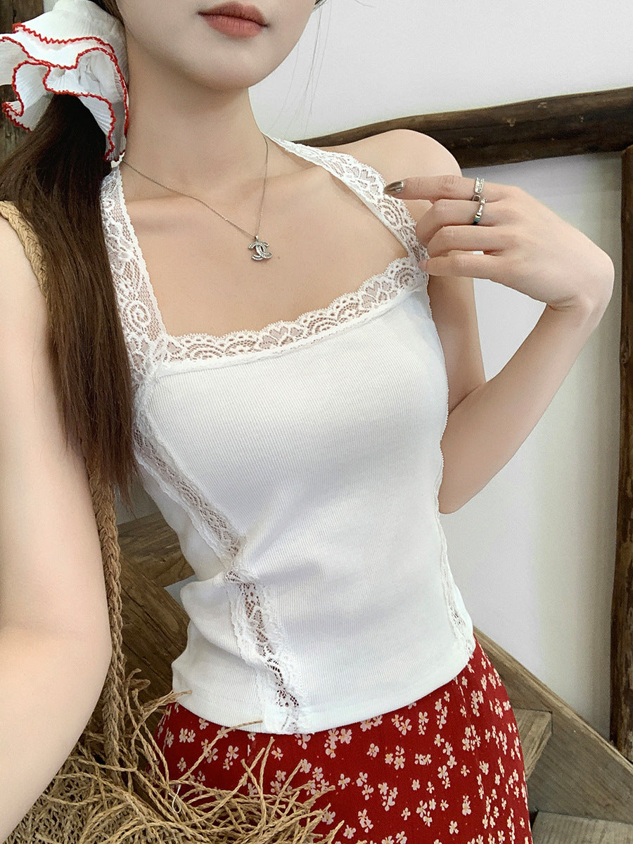 White Lace Halter Camisole Women Summer 2026