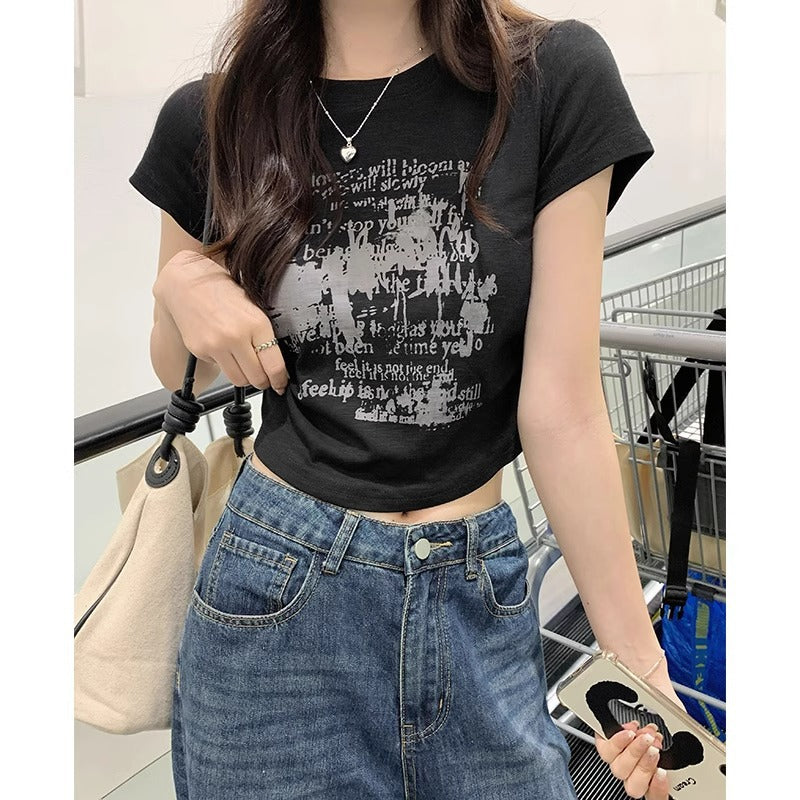 Women’s Chin Print Slim Fit Short Sleeve T-Shirt