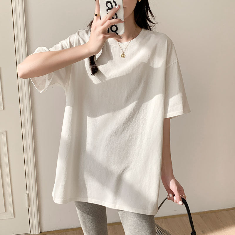 Women’s White Loose Fit Round Neck T-Shirt