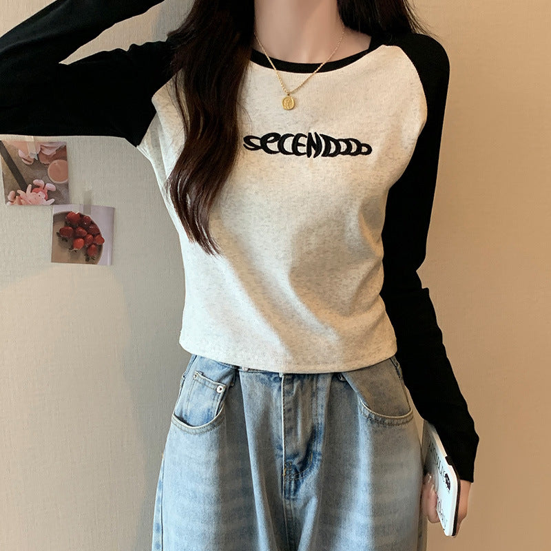 Women’s Autumn Long Sleeve Embroidered Letter Top