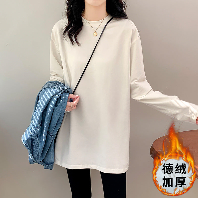 Cotton Slim Round Neck Long Sleeve Women Autumn Top