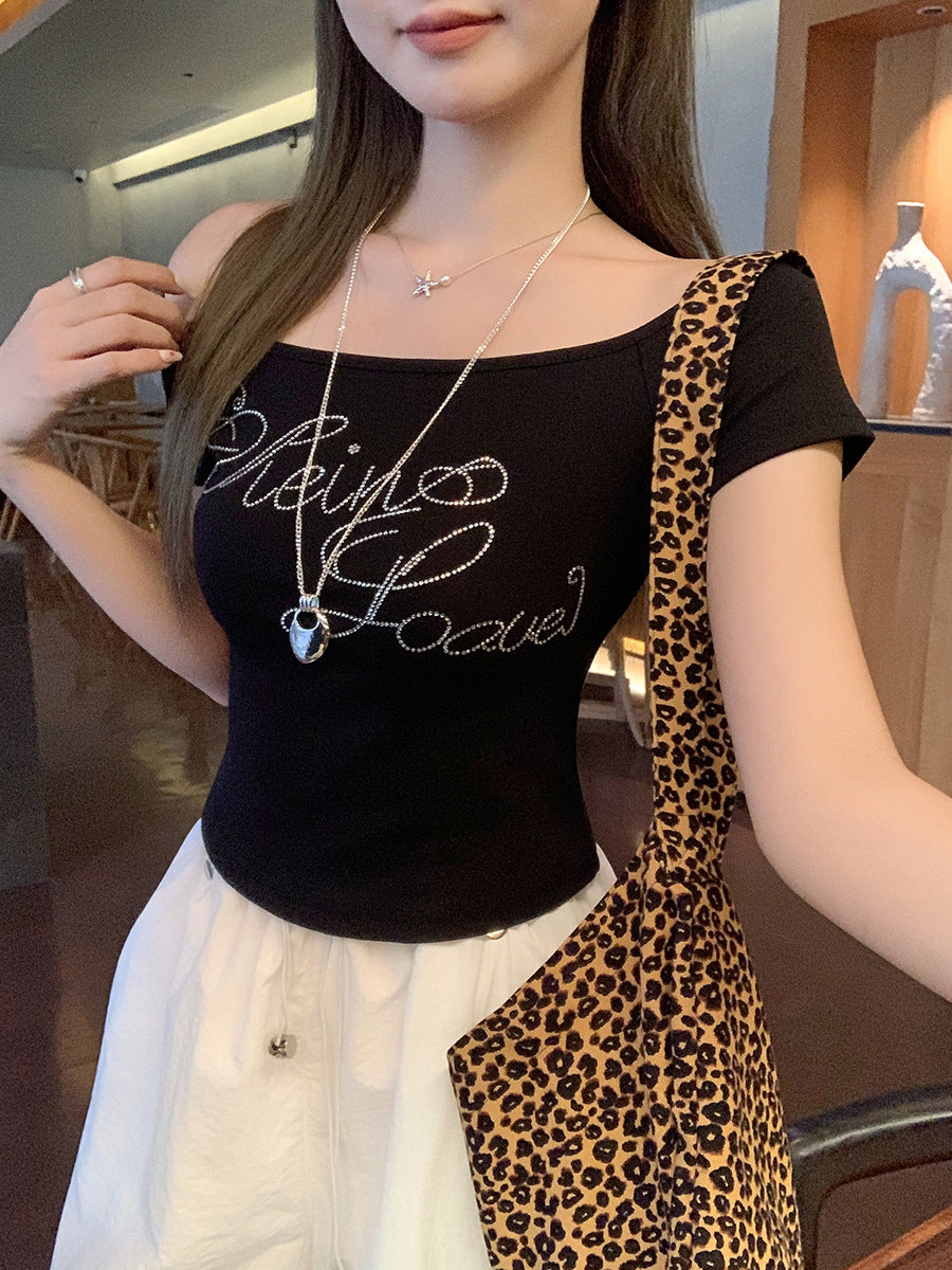 Women Rhinestone Off Shoulder Top 2026 Elegant Summer
