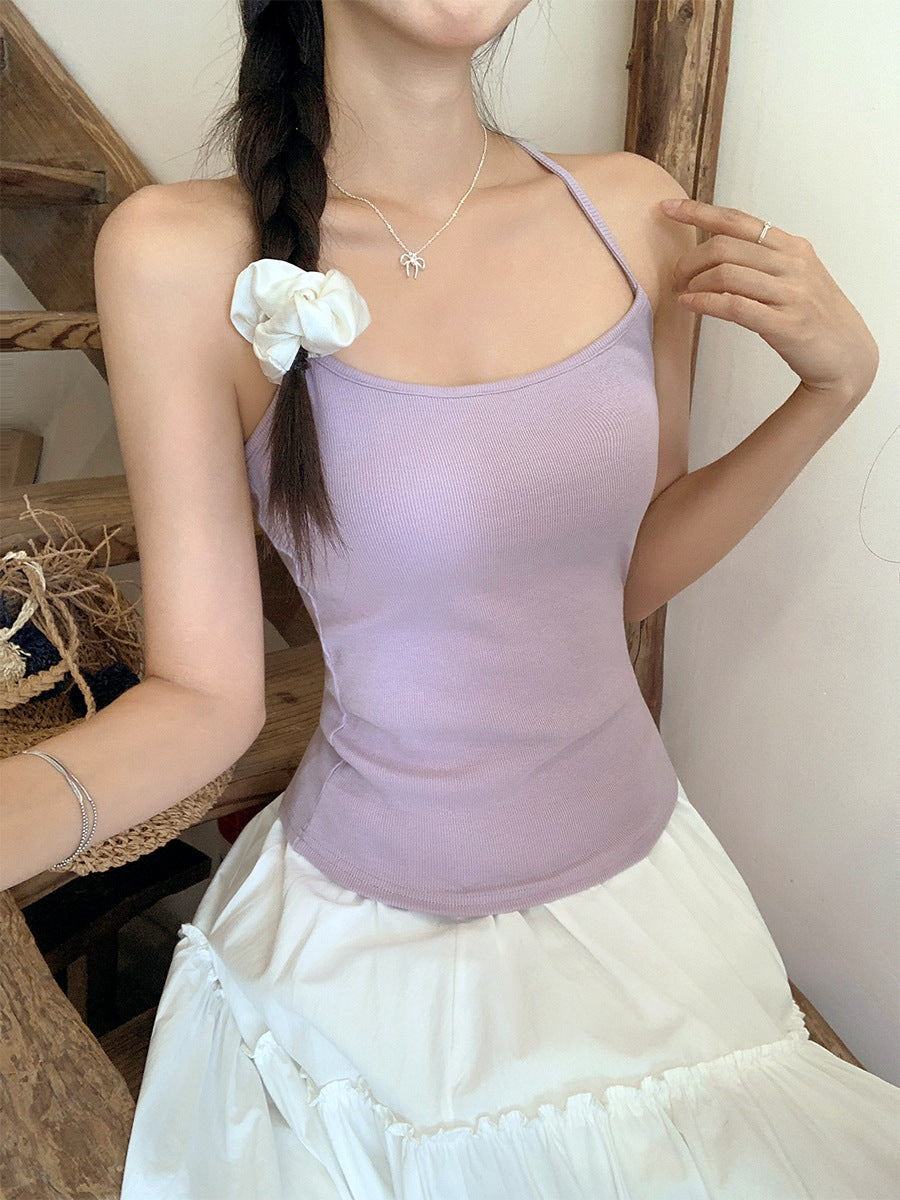Purple Backless Slim Fit Women’s Summer Tank Top