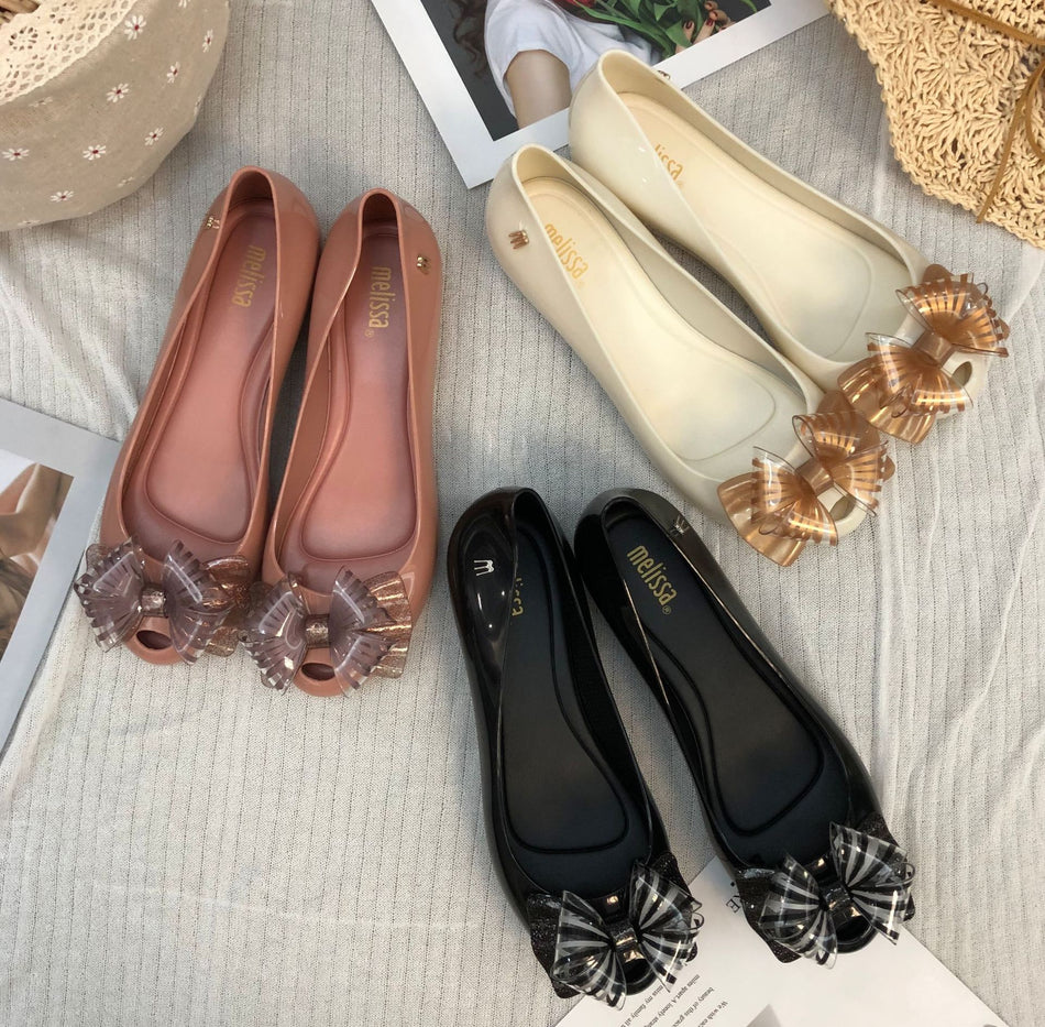 Melissa Jelly Sandals – Bow Flat Fish Toe Shoes
