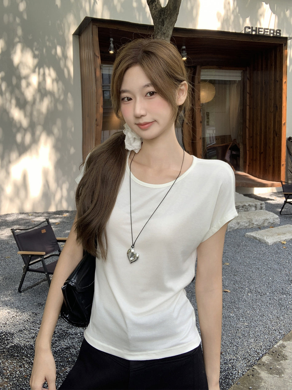 White Lace-Up Backless Hollow Short Sleeve T-Shirt
