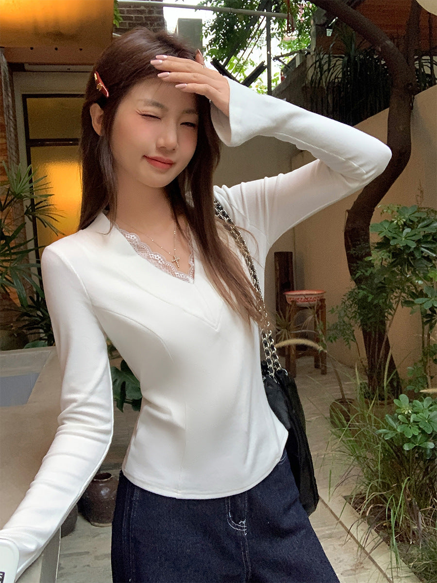 V-Neck Slim Fit Cashmere Women Top Winter 2026