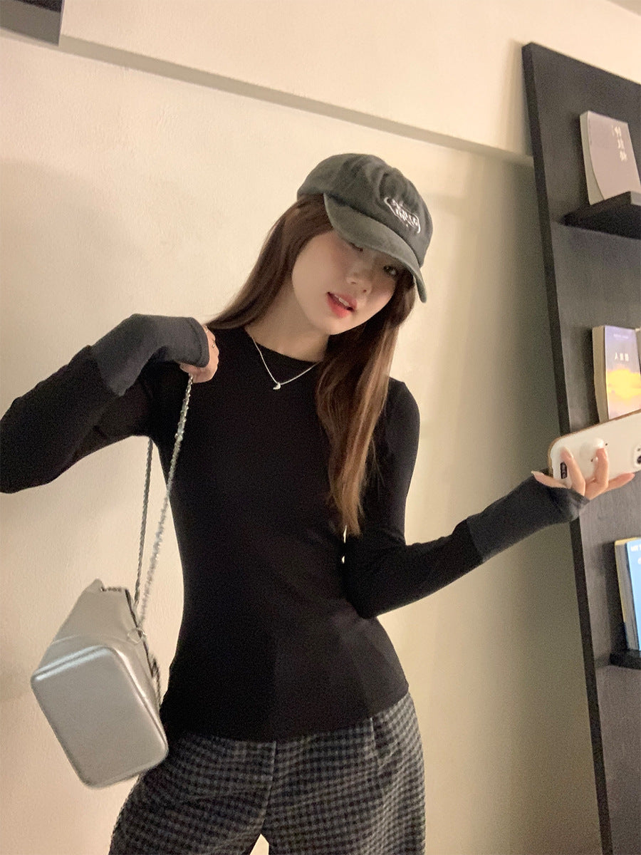 Cashmere Contrast Round Neck Women Winter Top 2026