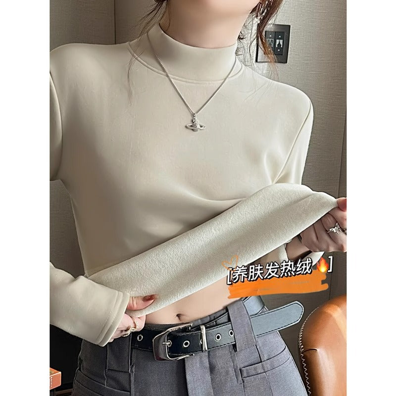 Fleece Thick Turtleneck Velvet Women Winter Top