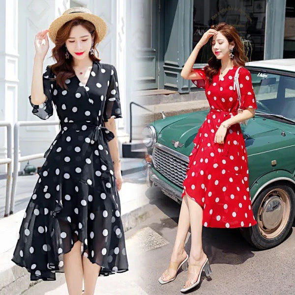 Polka Dot Korean Style Summer Dress for Women