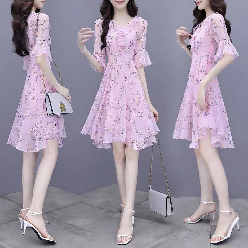Floral Bell Sleeve Midi Dress for Women Summer 2025