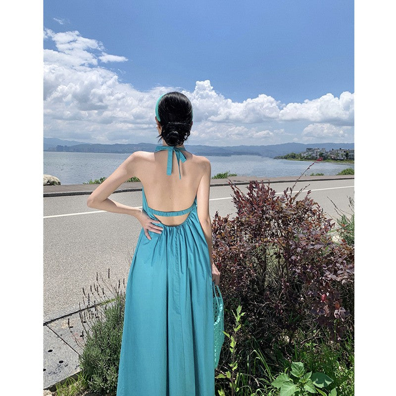 Backless Halter Beach Dress for Women Summer