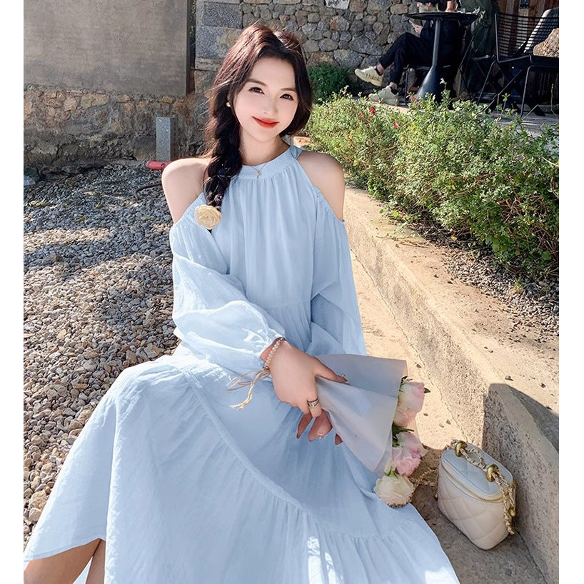 Off-Shoulder French Resort Long Dress for Women