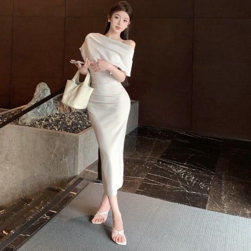 Women Off-Shoulder Pleated Mini Dress Summer