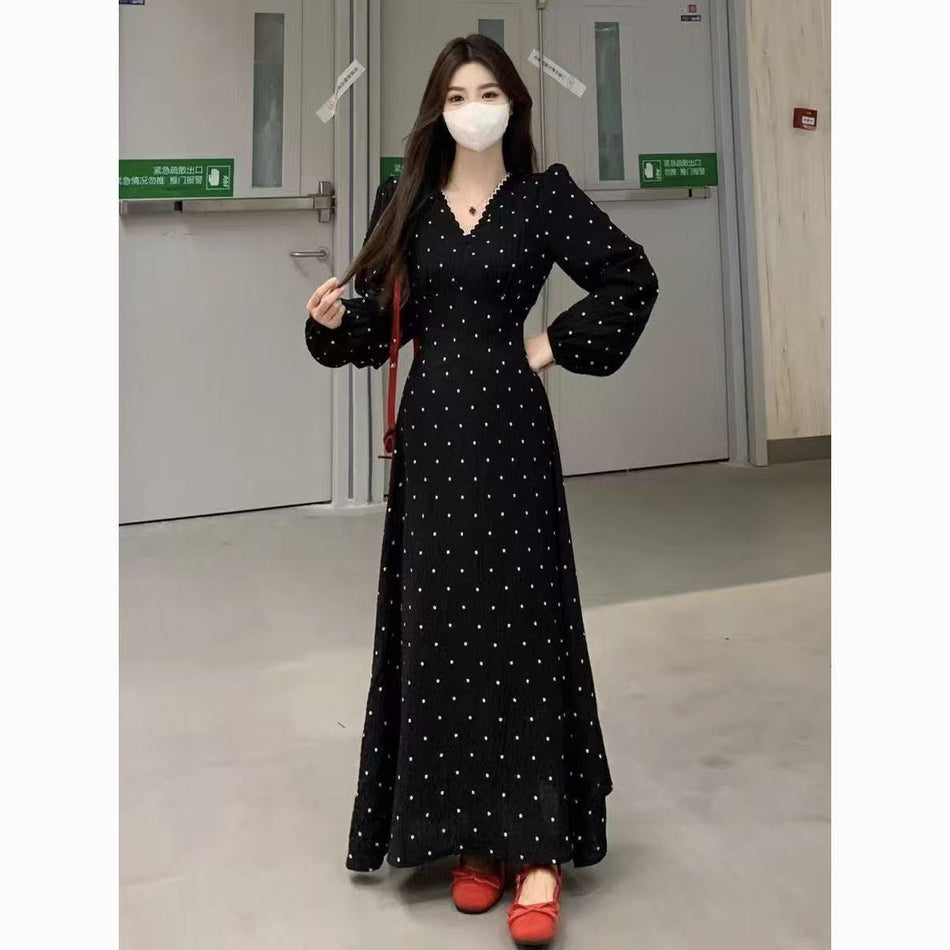 Plus Size Floral Tie Waist Midi Dress Autumn Women