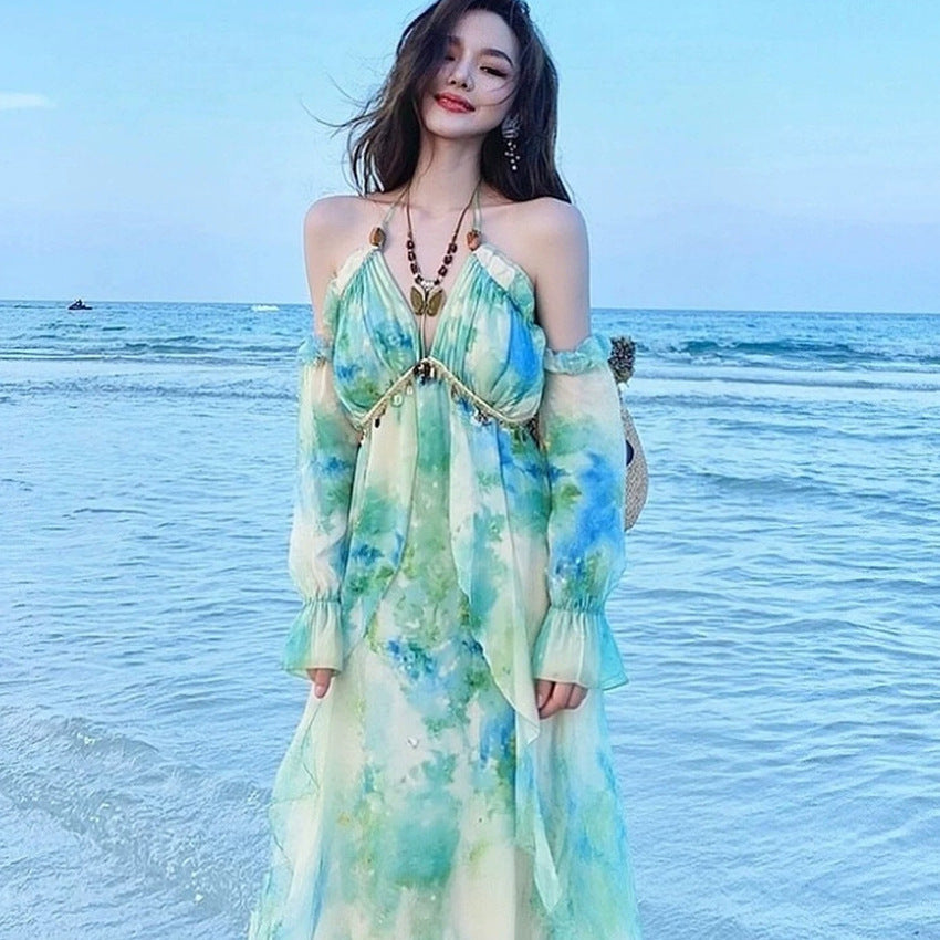 Off-Shoulder Floral Summer Dress Women 2026 Vacation