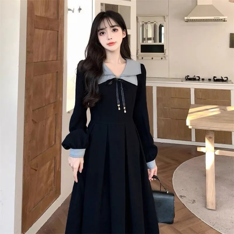Plus Size High Waist Midi Dress Women Autumn Winter