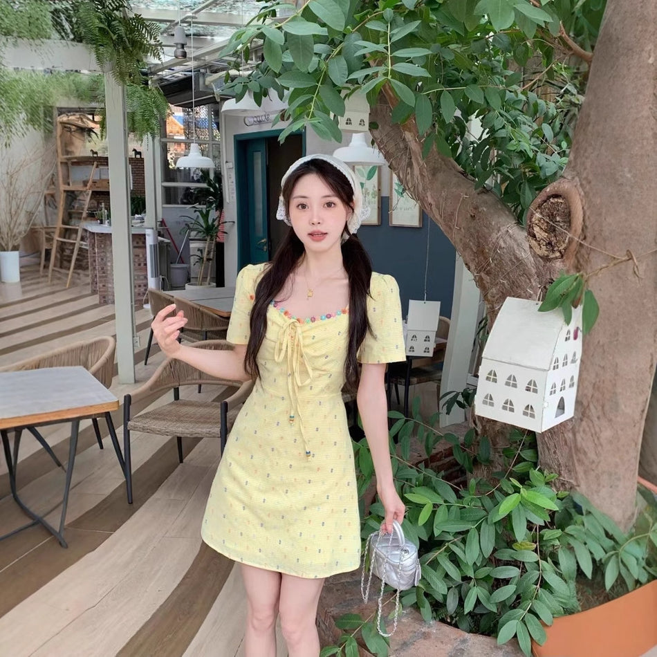 Plus Size French Floral A-Line Dress Women Summer